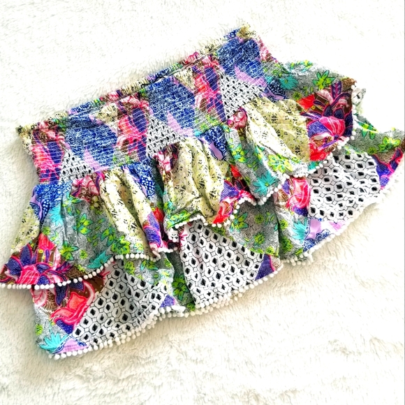 Victoria's Secret Vintage Swim Cover-up Ruffle Floral Patchwork Skirt Small NWT - Picture 5 of 12
